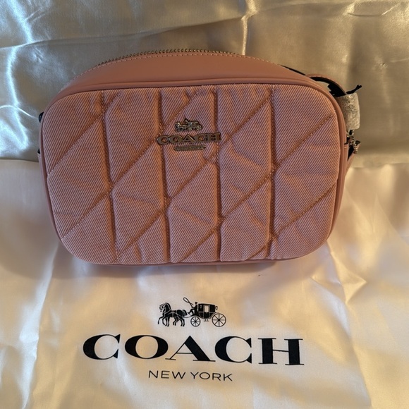 🌸Coach NWT Pink Denim Mini Jamie Camera Bag / crossbody strap & silver hardware - Picture 7 of 10